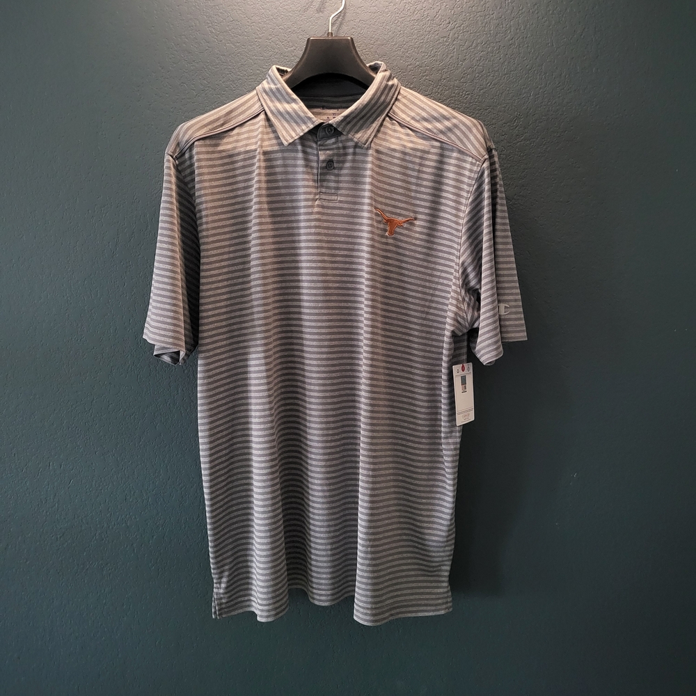 Champion XL University of Texas Longhorns Polo 🤘 Gray Striped NWT